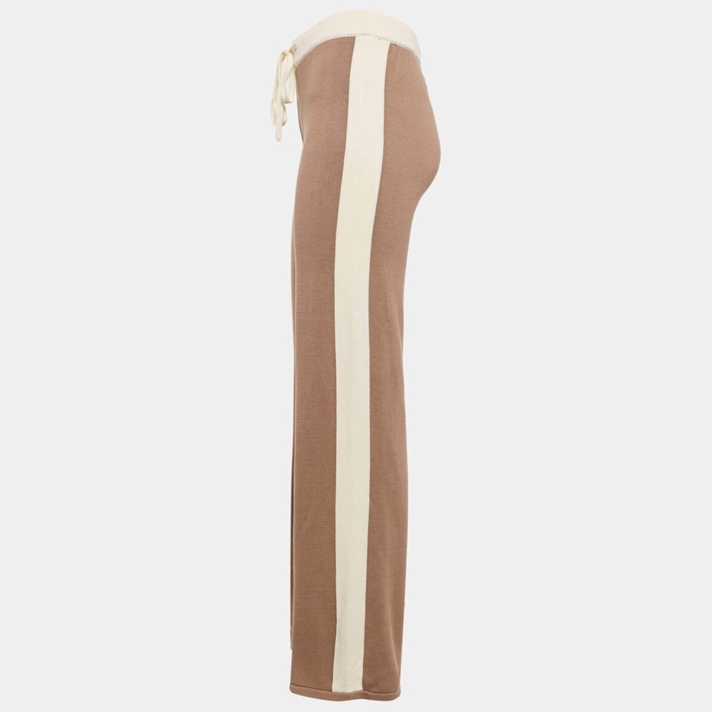 Monrow Dark Beige Knit Panel Detail Lounge Pants